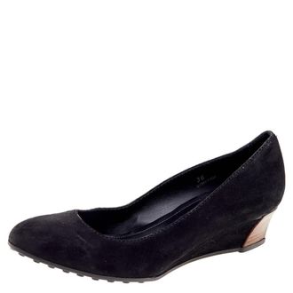 Tod's Tods Black Suede Wedge Pumps