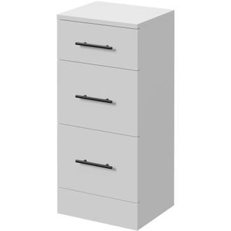 Alexander James Alexander James Gloss White 350mm x 300mm 3 Drawer Storage Unit - 350mm - Matt Black 96mm Bar Handle