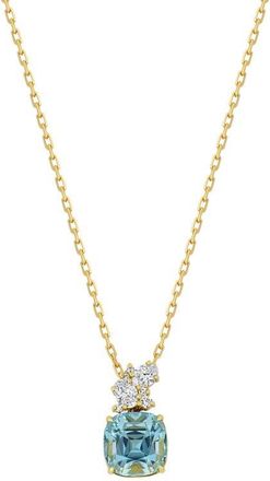 Bony Levy Aquamarine & Diamond Cluster Pendant Necklace in 18K Yellow Gold Aquamarine at Nordstrom