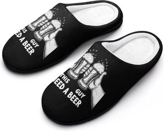 Generic THIS GUY NEED A BEER Mens Slippers Comfortable And Non-slip Cotton Slipper Shoe for House