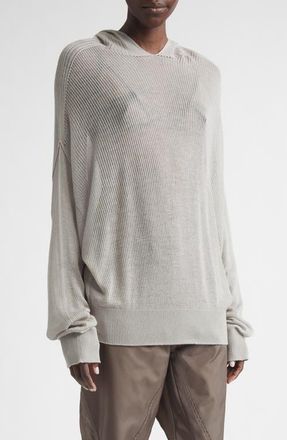 Rick Owens Hun Oversize Rib Cashmere Hoodie in Pearl at Nordstrom, Size Medium