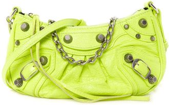 Balenciaga Lime Agneau Arena Le Cagole Mini Purse With Chain (Authentic Pre- Loved)