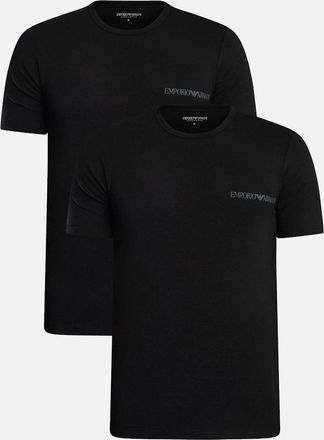 Emporio Armani Mens Emporio Armani Lounge 2 Pack Stretch Cotton T-Shirt Black/Black - Size: 44