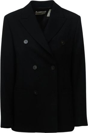 Montedoro Red Dubbelrijige Blazer - Dames - Blazers - Zwart - L - Leer - Jassen