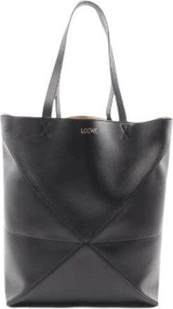 Loewe Pre-owned Puzzle Fold Large Leather Tote Bag - Dames - Vintage Shopper - Zwart - ONE Size - Leer - Vintage