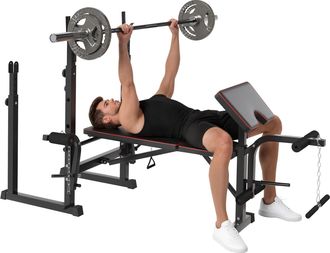 OEM Banco De Pesas Con Soportes Para Barra Y Respaldo Ajustable Para Entrenamiento Completos De Cuerpo Negro
