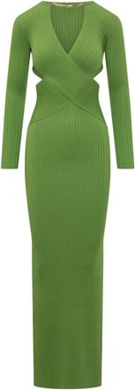 Elisabetta Franchi Rode Loper Gebreide Jurk met Juwelen Detail - Dames - Kleedjes - Groen - XS - Kleedjes