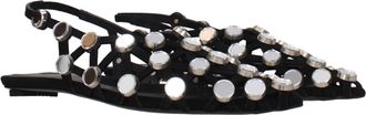 The Attico Womens Black Leather Ballet Flats