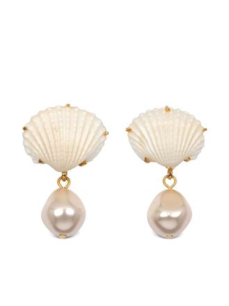 Jennifer Behr Isola earrings - women - Steel/Shell - One Size - Pink