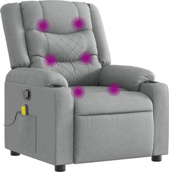 vidaXL Sill&oacute;n Reclinable De Masaje De Tela Gris Claro Vidaxl