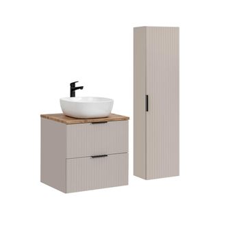 Petits Meubles Set de muebles con lavabo y columna estratificado Beige