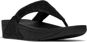 FitFlop Lulu Crinkled Shimmer Post Toe Wedge Sandal in Metallic Black at Nordstrom Rack, Size 9