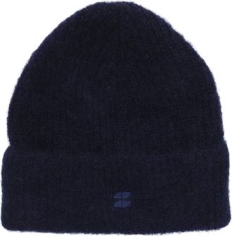By-Bar Amsterdam Logo Beanie - Dames - Hoeden - Blauw - ONE Size - Accessoires
