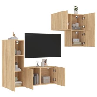Berkfield Home 4 Piece TV Wall Units Sonoma Oak Engineered Wood in Brown