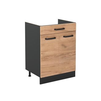 Vicco Mueble Bajo De Cocina R-line, Roble Dorado/antracita, 60 Cm Con Caj&oacute;n Sin Encimera, Vicco