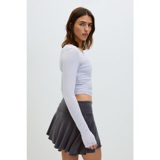 H&M Foldover-waist Asymmetric Yoga Skirt in Dark Gray at Nordstrom, Size Medium