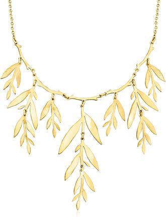 Ross-Simons Italian 18kt Gold Over Sterling Leaf Branch Necklace