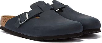 Birkenstock Unisex Boston Oiled Nubuck Black Clogs Leather - Size EU 42