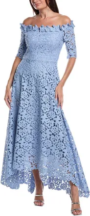 Teri Jon by Rickie Freeman Lace Off-Shoulder Gown