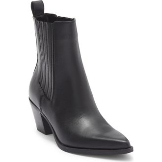 Dolce Vita Stacia Bootie in Black Leather at Nordstrom Rack, Size 6.5