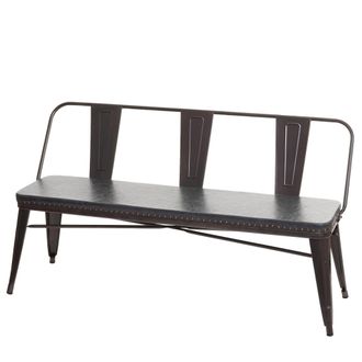 Hhg Hhg - Nunca Usado] Banco 3 Plazas 491, Banco Armario Banco Comedor, Polipiel Chesterfield Gastronom&iacute;a Industrial, Negro-gris