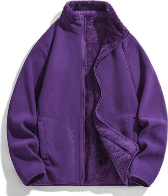 Generic Womens Winter Coat with Long Sleeves and Oversized Overcut Shoulder, Outwear with Lapel Collar and Warm Coats, Wool Jacket, Womens Winter, purple, 3XL