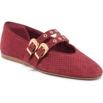 Dolce Vita Baylee Grommet Mary Jane Flat in Oxblood Perforated Suede at Nordstrom Rack, Size 7.5
