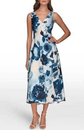 DKNY Floral Empire Waist A-Line Dress in Nightfall Multi at Nordstrom, Size 12