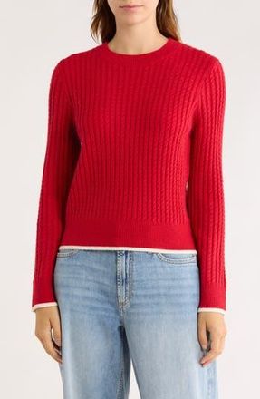 Elodie Mini Cable Knit Crop Sweater in Dark Red at Nordstrom Rack, Size Small