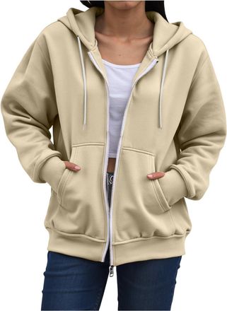 Generic Zipped Hoodies for Women UK - Oversized Zip Up Hoodie Women Casual Fall Winter Long Sleeve Trendy Sweatshirts with Pockets, 2025 Fashion Y2K Jackets W