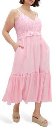 City Chic Brielle Lace Trim Maxi Sundress in Pout at Nordstrom Rack, Size Xxl/24W