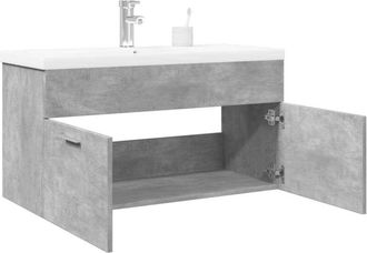 vidaXL Mueble De Ba&ntilde;o Con Lavabo Integrado Gris Hormig&oacute;n Vidaxl