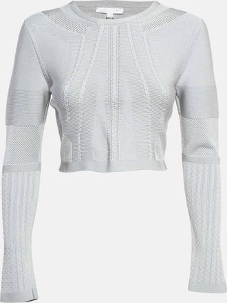 Cushnie et Ochs Grey Stretch Knit Long Sleeve Crop Top