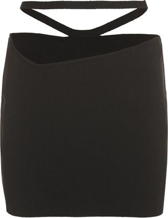 ADĀMO Andrea Adamo Cut Out Detailed Mini Skirt - Dames - Korte rokken - Zwart - M - Polyester - Rokken