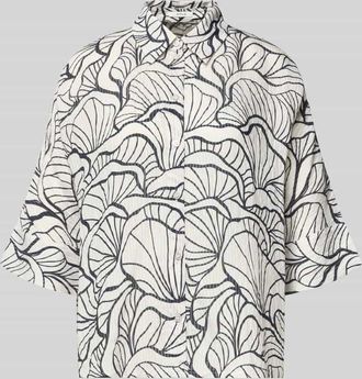 OPUS Relaxed Fit Bluse im Allover-Look Modell Fashell in Marine, Gr&ouml;&szlig;e 36