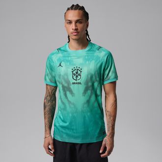 Nike Jordan Mens Brazil 2026 Stadium Goalkeeper Jordan Dri-FIT Soccer Short-Sleeve Replica Jersey in Green | IQ3335-369