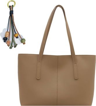 Generic Large Vintage Tote Bags for Women, Vegan Leather Shoulder Bag Laptop Bags, Lightweight Casual Commuting Handbags with Chic Pendant for School Work Tra