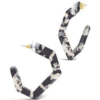 Sterling Forever Open Geometric Hoop Earrings in Grey Leopard at Nordstrom Rack