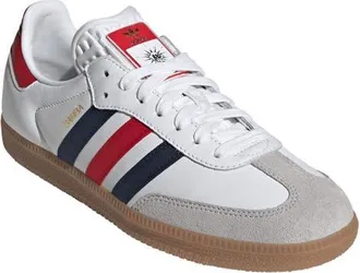 adidas x FIFA Gender Inclusive Samba OG Sneaker in White/Night Indigo/Scarlet at Nordstrom, Size 13.5 Womens