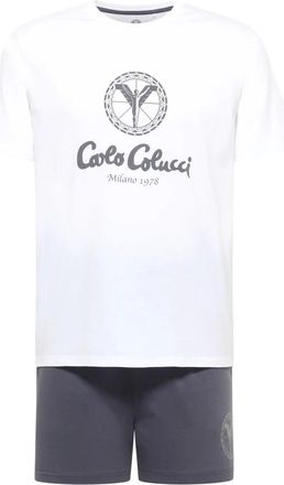 Carlo Colucci Pyjama - Heren - Pyjama - Wit - S - Tweed - Nachtkleding