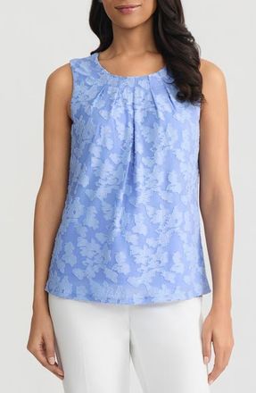 Kasper Burnout Floral Sleeveless Top in Paris Bleu at Nordstrom, Size X-Small