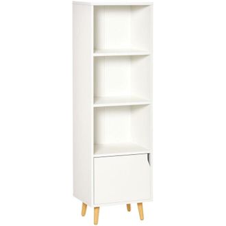 HOMCOM Homcom - Estanter&iacute;a Con 3 Estantes Abiertos Y Armario De Puerta Librer&iacute;a De Estilo Moderno Para Almacenamiento De Libros Juguetes Cds Plantas 40x30x12
