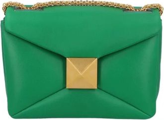 Valentino Tweedehands leren schoudertassen - Dames - Vintage Schoudertas - Groen - ONE Size - Leer - Vintage