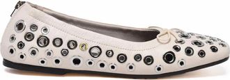 Golden Goose White Leather Studded Flats
