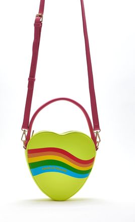 House Of Holland Heart Shape Cross Body Bag In Lime, Pink And Rainbow