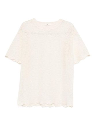 Ermanno Scervino White Lace Round Neck T-Shirt