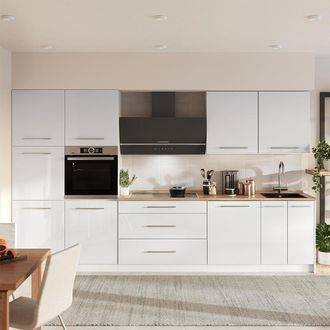 Vicco Mueble De Cocina Fame-line, Blanco Alto Brillo/blanco, 340 Cm, Et Antracita, Vicco