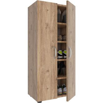 ebuy24 Armadio per scarpe in legno vcm Dimensioni: a. 108 x l. 49 x p. 30 cm Armadio multiuso 5 scomparti 2 porte di tornitura - Ulas (antracite)