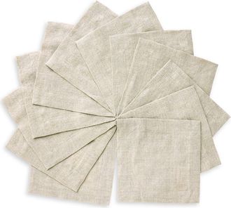 Solino Home Linen Cocktail Napkins Set of 12, 6 x 6 Inch for Dining Table, Holiday and Everyday Table Decor - Sonoma in Flax at Nordstrom, Size Small
