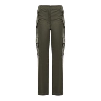 Burberry Straight Trousers, female, Green, Size: 3XS Check Trim Gabardine Cargo Trousers